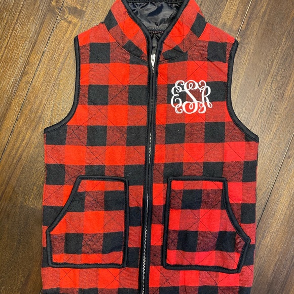 Red or White Buffalo Plaid checker vest-monogram - Picture 3 of 8